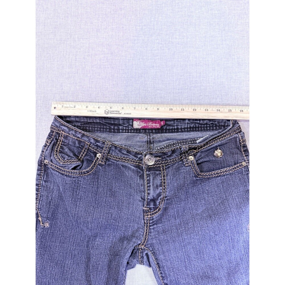 Apple Bottoms Jeans Women 10 Bootcut Dark Wash Y2K Embroidered Logo Low Rise - Picture 8 of 11